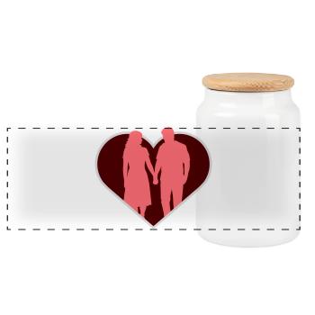Couple Silhouette Amour Romance Petit ami de la Saint-Valentin - Boîte à biscuits avec couvercle en bois - blanc - Devant