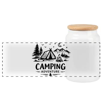 Camping Adventure - Panorama Keksdose mit Holzdeckel - Weiß - Vorne