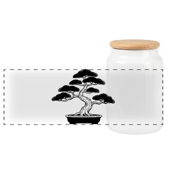 Bonsai - Panorama Keksdose mit Holzdeckel - Weiß - Vorne