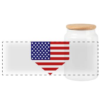 Home Plate American Flag - Panoramic Cookie Jar with Wooden Lid - white - Front