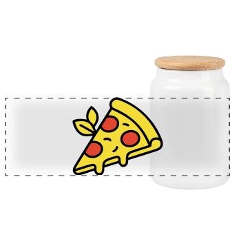 Pizza Piece Italy Food Pizzeria Foodie - Panoramic Cookie Jar with Wooden Lid - white - Front