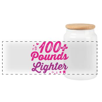 100+ Pounds Lighter - Panoramic Cookie Jar with Wooden Lid - white - Front