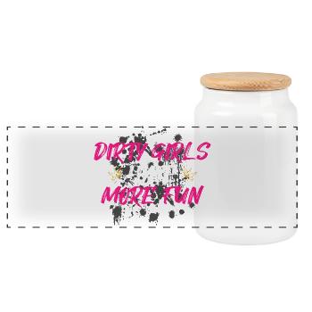 Dirty girls have more fun Schlammlauf Mud Run - Panoramic Cookie Jar with Wooden Lid - white - Front