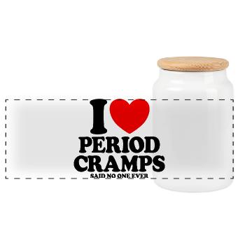 Today is one of those days with menstrual pain – funny - Panoramic Cookie Jar with Wooden Lid - white - Front