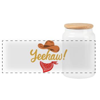 Logo du bandana occidental de Yeehaw - Boîte à biscuits avec couvercle en bois - blanc - Devant