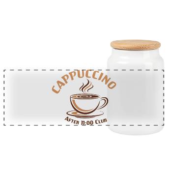 Coffee Club after 11 a.m. - Panoramic Cookie Jar with Wooden Lid - white - Front