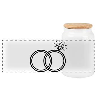 Diamond Ring - Panoramic Cookie Jar with Wooden Lid - white - Front