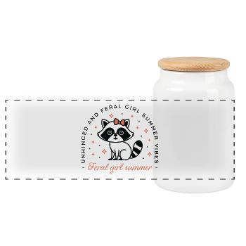 Esthétique de raton laveur d’été femelle sauvage - Boîte à biscuits avec couvercle en bois - blanc - Devant