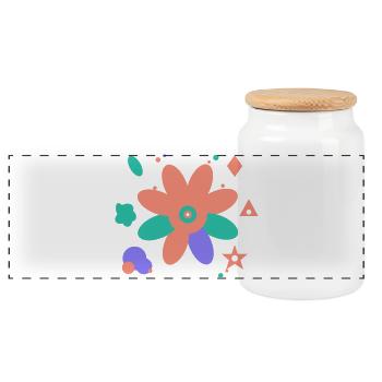 Colorful design of modern art - Panoramic Cookie Jar with Wooden Lid - white - Front