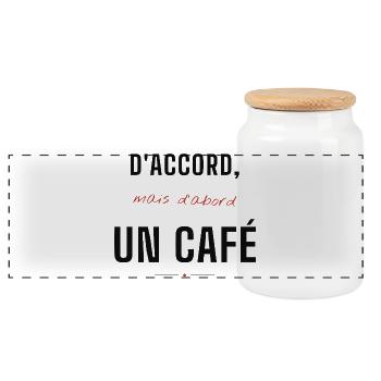 D'accord mais d'abord un Café - Boîte à biscuits avec couvercle en bois - blanc - Devant