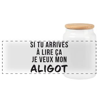 Si Tu Arrives A Lire Ca Je Veux Mon Aligot T-Sh... - Boîte à biscuits avec couvercle en bois - blanc - Devant