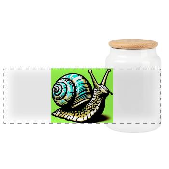 Schnecke - Panorama Keksdose mit Holzdeckel - Weiß - Vorne