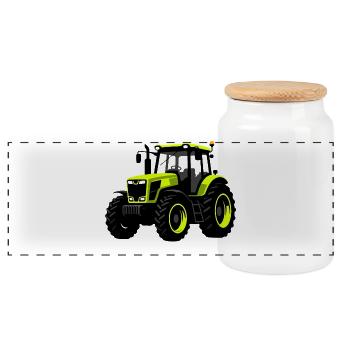 Tracteur - Agriculteur - Boîte à biscuits avec couvercle en bois - blanc - Devant