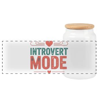 Introvert Mode Geschenk Geschenkidee - Panorama Keksdose mit Holzdeckel - Weiß - Vorne