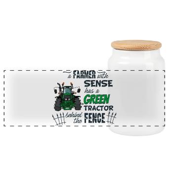 0175_A_Farmer_with_sense - Panoramic Cookie Jar with Wooden Lid - white - Front