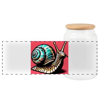 Snail - Panoramic Cookie Jar with Wooden Lid - white - Front