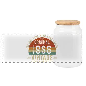 1966 Vintage Retro Geburtstagsgeschenk - Panorama Keksdose mit Holzdeckel - Weiß - Vorne