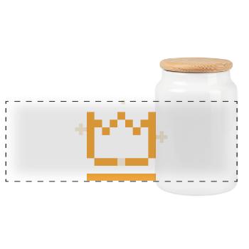 Pixel Krone - Retro Gaming Gamer Zocker Shirt - Panorama Keksdose mit Holzdeckel - Weiß - Vorne