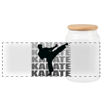 Karate - Panorama Keksdose mit Holzdeckel - Weiß - Vorne