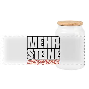 Mehr Klemmbausteine Ich Brauche Typo Statement - Panorama Keksdose mit Holzdeckel - Weiß - Vorne