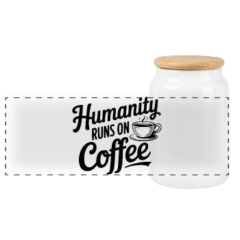 L’humanité fonctionne au café - Boîte à biscuits avec couvercle en bois - blanc - Devant