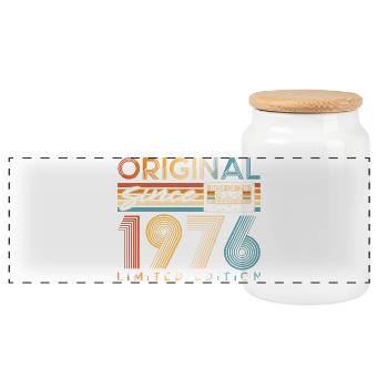 50 Birthday 50 Years 1976 Vintage Born - Panoramic Cookie Jar with Wooden Lid - white - Front