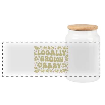 Thème de baby shower local - Boîte à biscuits avec couvercle en bois - blanc - Devant