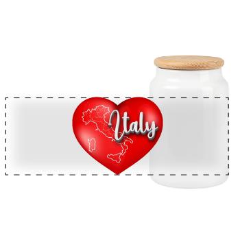 Cœur de l’Italie avec carte - Boîte à biscuits avec couvercle en bois - blanc - Devant