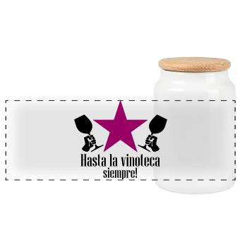 hasta la vinoteca siempre! - Panorama Keksdose mit Holzdeckel - Weiß - Vorne