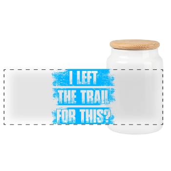 I left the trail for this? Mountain Bike Downhill - Panoramic Cookie Jar with Wooden Lid - white - Front