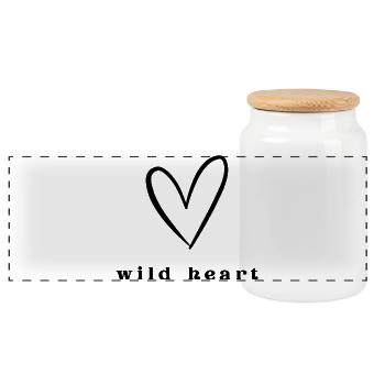 Cœur Sauvage | Conception minimaliste du cœur - Boîte à biscuits avec couvercle en bois - blanc - Devant
