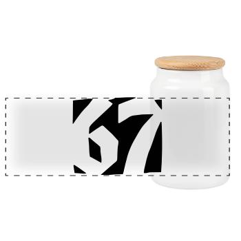 67 Minimal Streetwear Trend Design - Panoramic Cookie Jar with Wooden Lid - white - Front