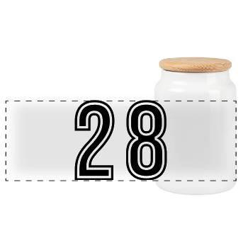28 Symbole numérique - Boîte à biscuits avec couvercle en bois - blanc - Devant