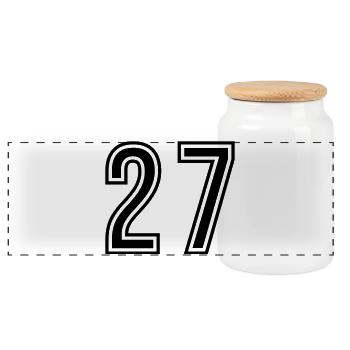 27 Symbole numérique - Boîte à biscuits avec couvercle en bois - blanc - Devant