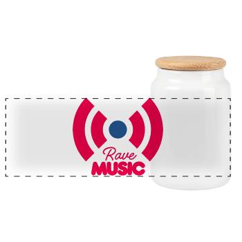 Rave Music Neon Signal - Panoramic Cookie Jar with Wooden Lid - white - Front