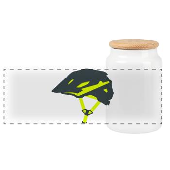 Enduro Bicycle Helmet Graphic - Panoramic Cookie Jar with Wooden Lid - white - Front