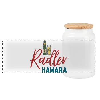 Radler Hawara Logo - Panoramic Cookie Jar with Wooden Lid - white - Front