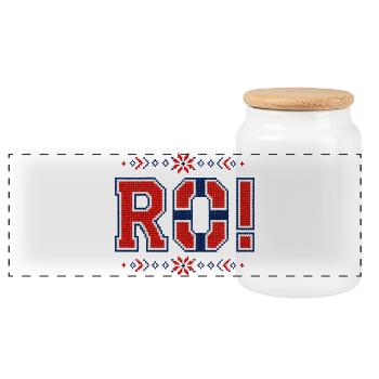 RO! Norvège 2026 Broderie - Boîte à biscuits avec couvercle en bois - blanc - Devant