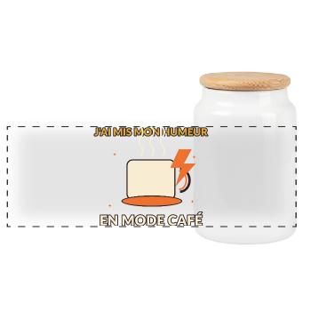 Mode Café Humeur Dynamique - Boîte à biscuits avec couvercle en bois - blanc - Devant