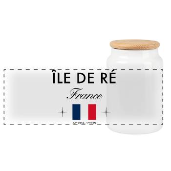 Ile de Re Frankreich Koordinaten Reise Souvenir - Panorama Keksdose mit Holzdeckel - Weiß - Vorne