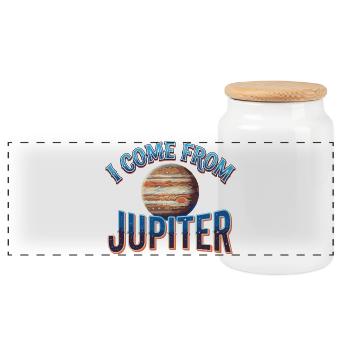 I Come From Jupiter - Panoramic Cookie Jar with Wooden Lid - white - Front