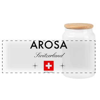 Arosa Suisse Coordonnées Souvenir de voyage - Boîte à biscuits avec couvercle en bois - blanc - Devant