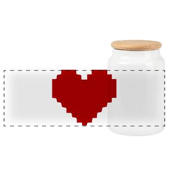 Red Heart Red Pixel Heart Gift - Panoramic Cookie Jar with Wooden Lid - white - Front