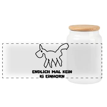 Endlich mal kein KI einhorn - Panorama Keksdose mit Holzdeckel - Weiß - Vorne