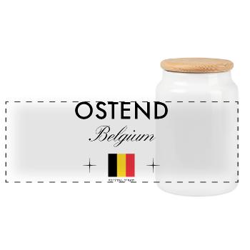 Ostende Belgique Coordonnées Souvenir de voyage - Boîte à biscuits avec couvercle en bois - blanc - Devant