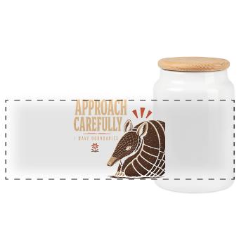 Armadillo Drôle Armadillo Texas - Boîte à biscuits avec couvercle en bois - blanc - Devant