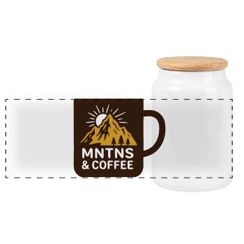 Badge de tasse de café Mountains - Boîte à biscuits avec couvercle en bois - blanc - Devant