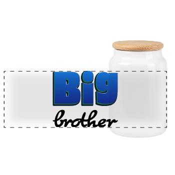 Schriftzug Big Brother für den großen Bruder - Panorama Keksdose mit Holzdeckel - Weiß - Vorne