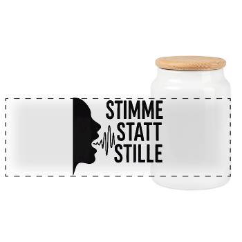 Stimme statt Stille für Demokraten Frauen Männer - Panorama Keksdose mit Holzdeckel - Weiß - Vorne