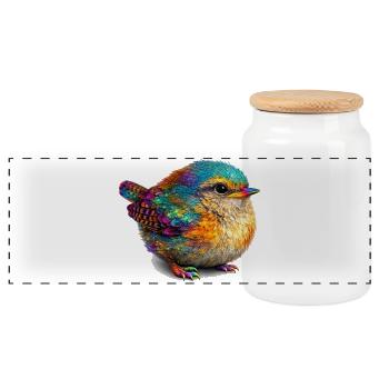 Regenbogenvogel - Panorama Keksdose mit Holzdeckel - Weiß - Vorne